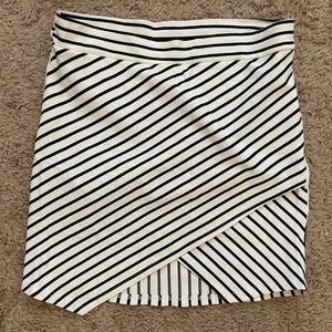 Black Striped Asymmetrical Mini Skirt